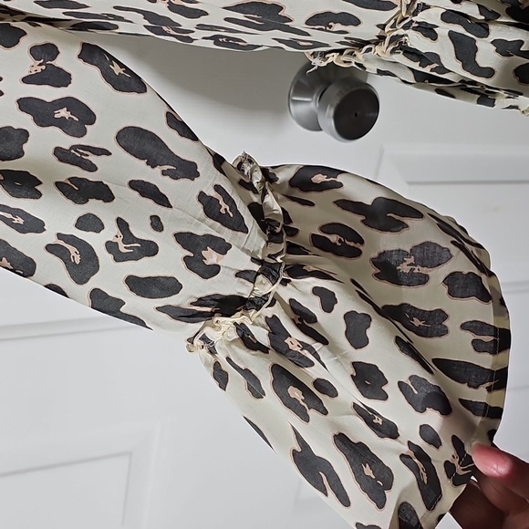 SEA LUSTER Leopard Print Women's layered Ruffel Dress Size S/M Cr/br Flowie. - Picture 4 of 10